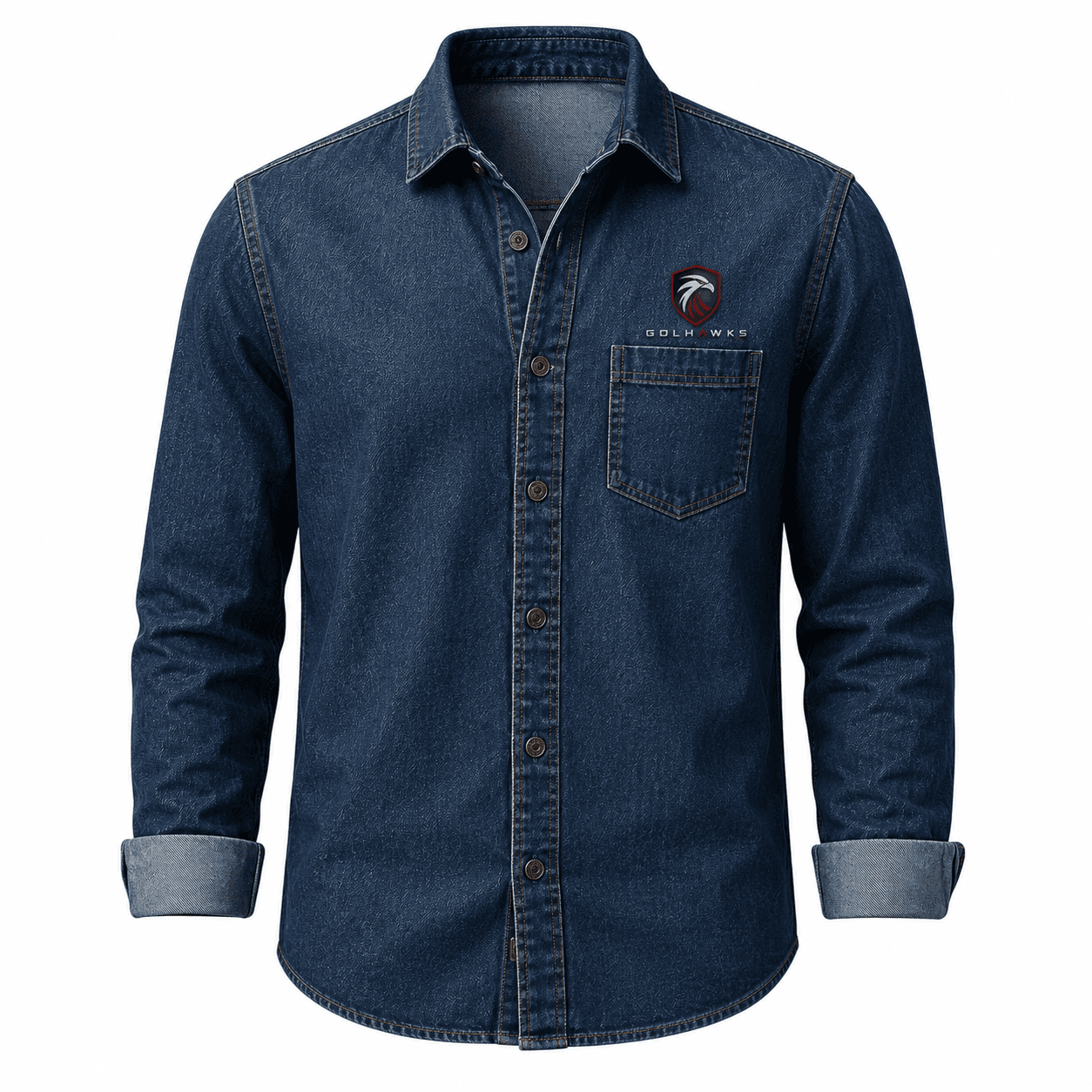 Western Indigo Denim Shirt - Custom DENIM PRODUCTS Manufacturing View 1 | GolHawks International Sialkot