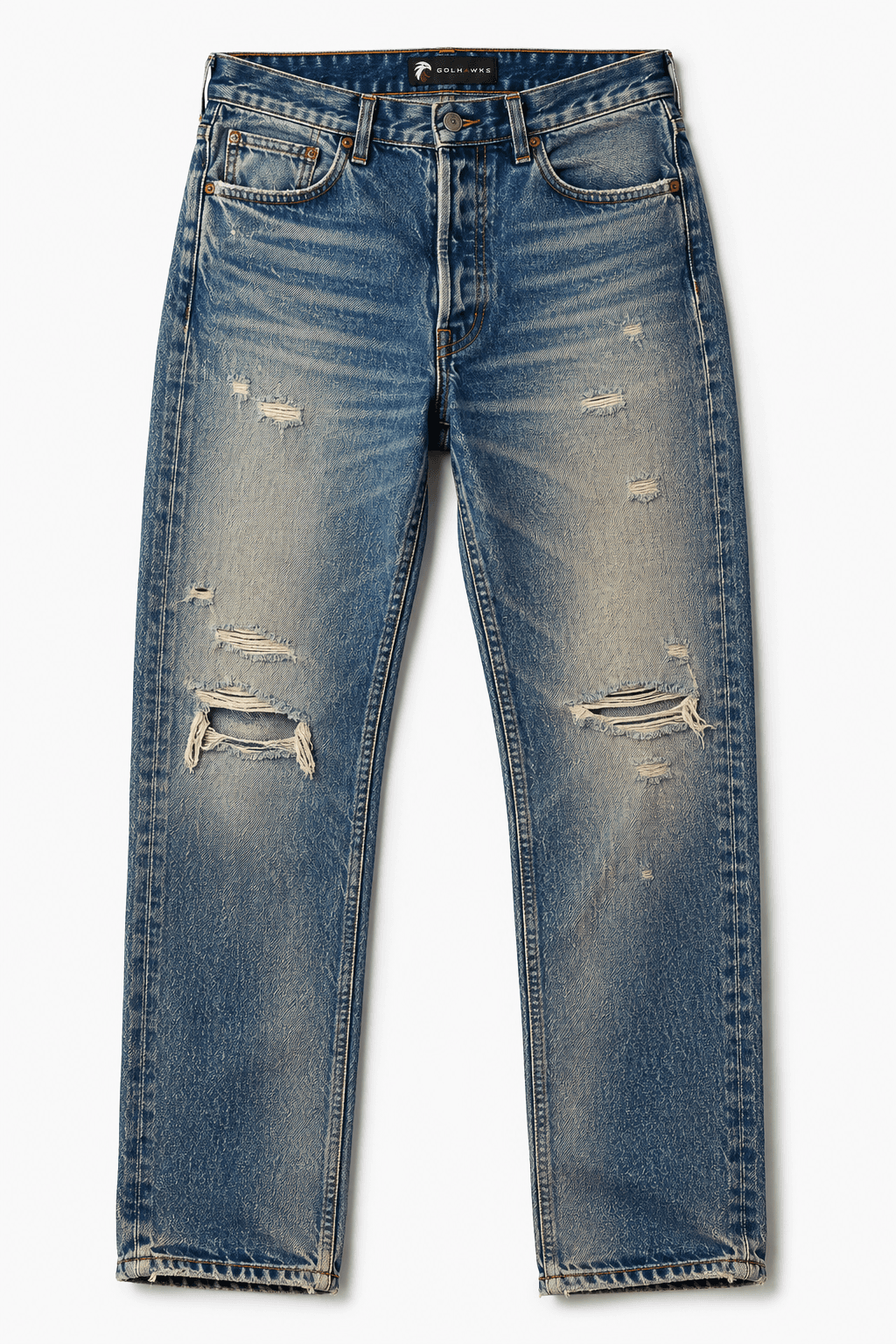 Vintage Enzyme Distressed Jeans - Custom DENIM PRODUCTS Manufacturing View 1 | GolHawks International Sialkot
